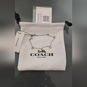 Coach Silver Charm Bracelet with Heart and Star